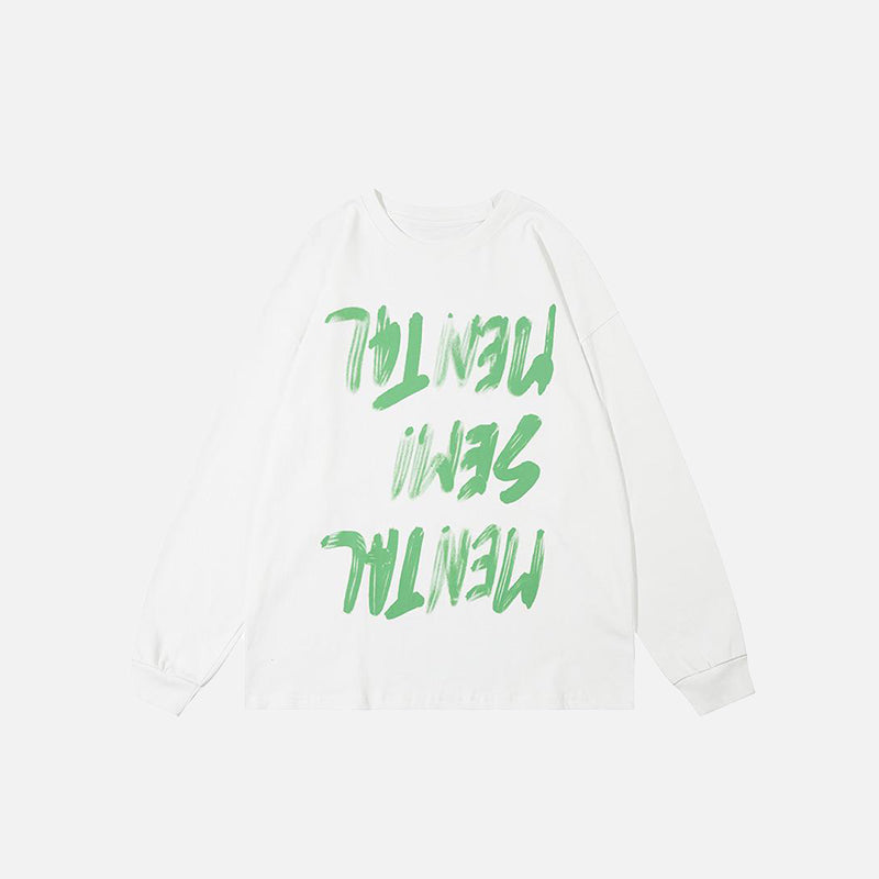 Reversed Letter Print Long Sleeve T-shirt