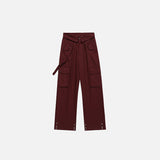 Patch Pockets Turn Down Waist Cargo Pants