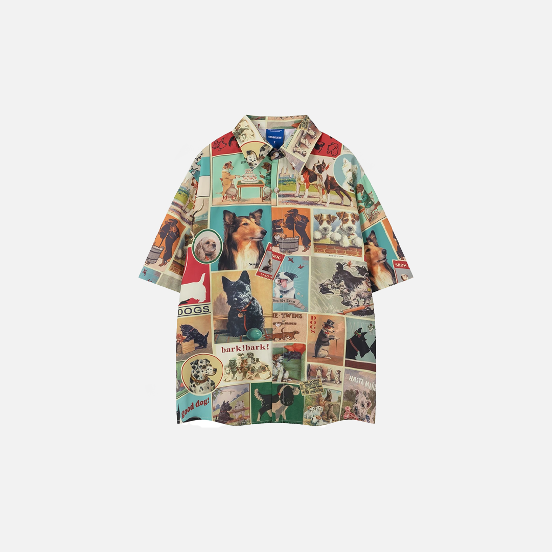 Colorful Funny Dogs Loose Casual Shirt