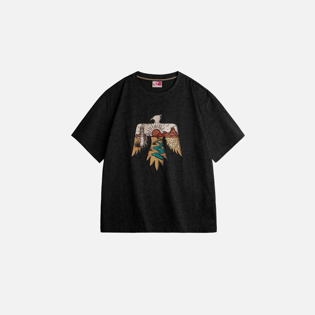 Thunderbird Print Retro Style Embroidered T-Shirt