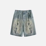 Divine Print Denim Shorts