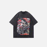 Lockeres T-Shirt mit wütendem Anime-Aufdruck