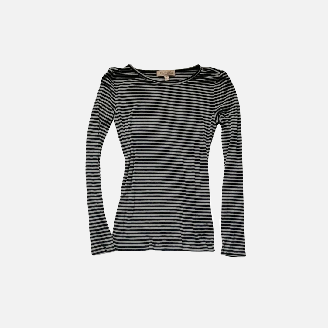 Vintage Striped Slim Fit Long T-Shirt