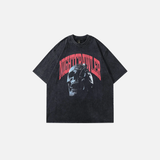 Vintage Hip-Hop-T-Shirt mit Totenkopf-Print