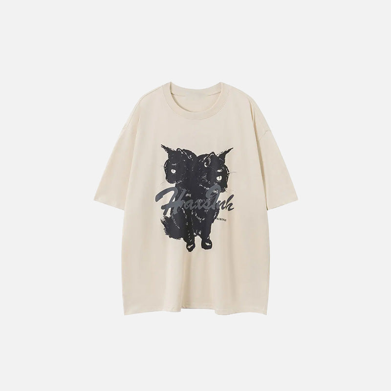 ゴシック猫ルーズTシャツ