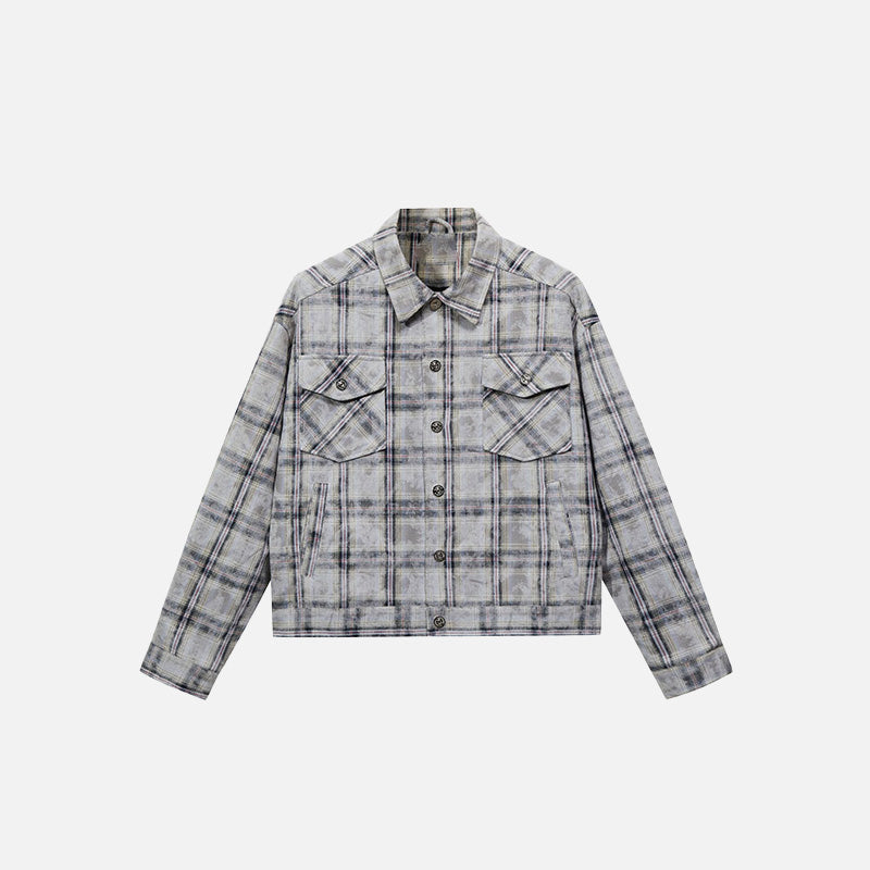 Loose Plaid Tie-Dye Jacket