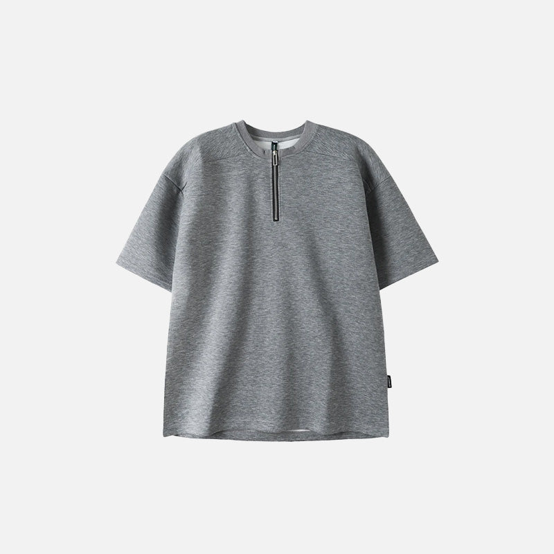 Sommerliches graues T-Shirt mit halbem Reißverschluss