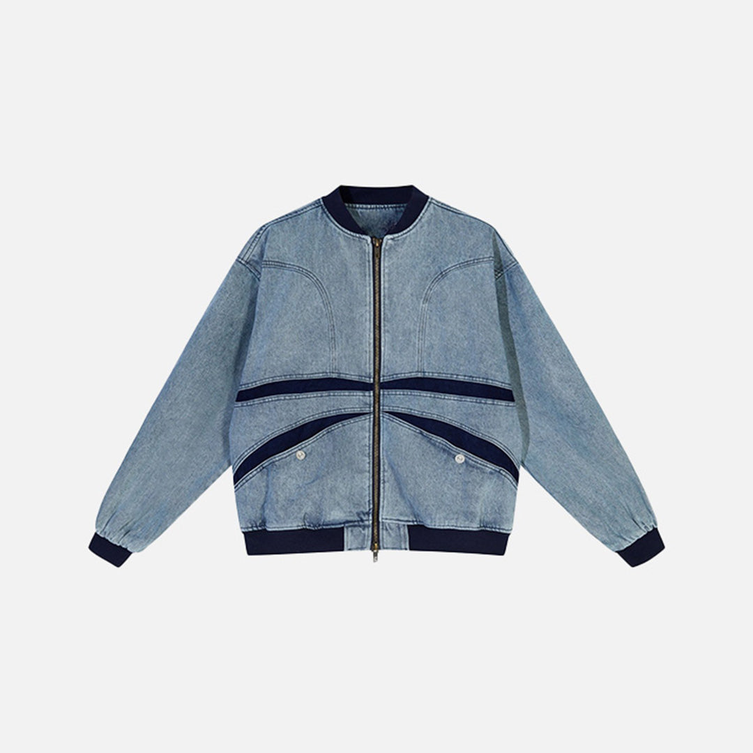 Y2k Washed Denim Stitching Jacket