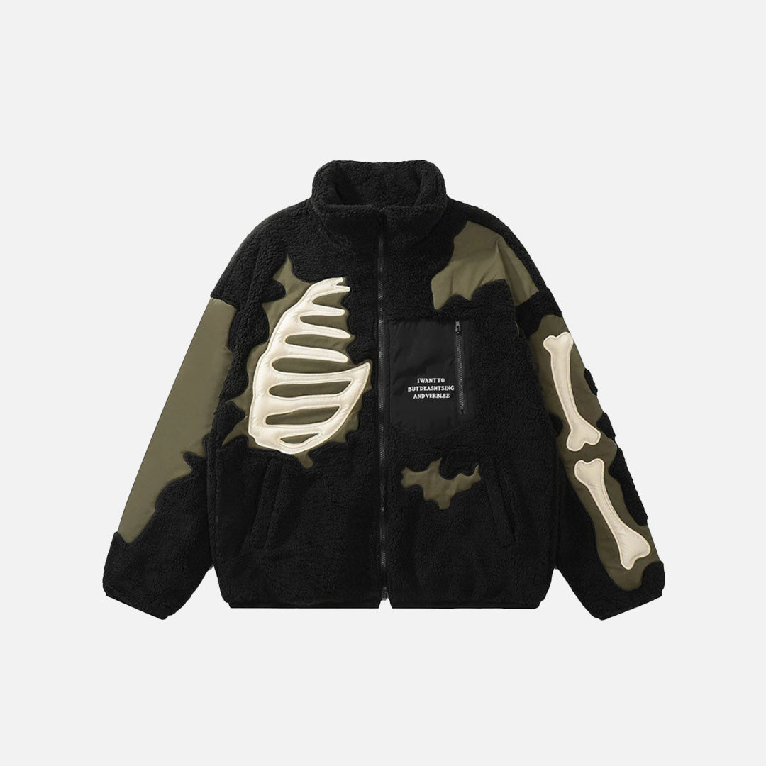 Skeleton Themed Fleece Jacket