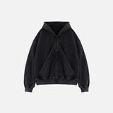 Sweat à capuche noir oversize rétro