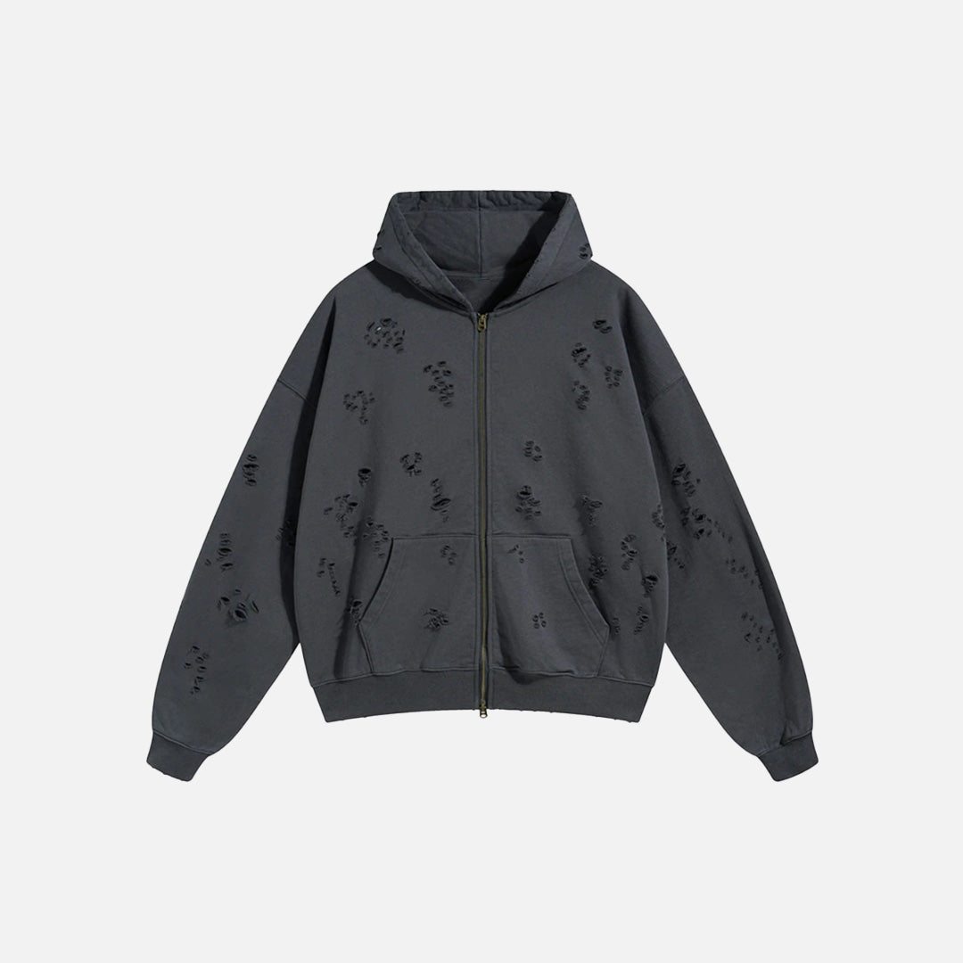 Y2K Torn Tracks Zip-up Hoodie