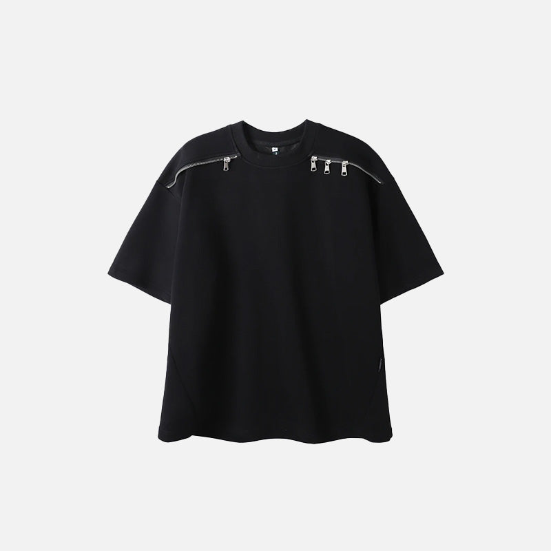 Schwarzes Gothic-T-Shirt mit Reißverschluss