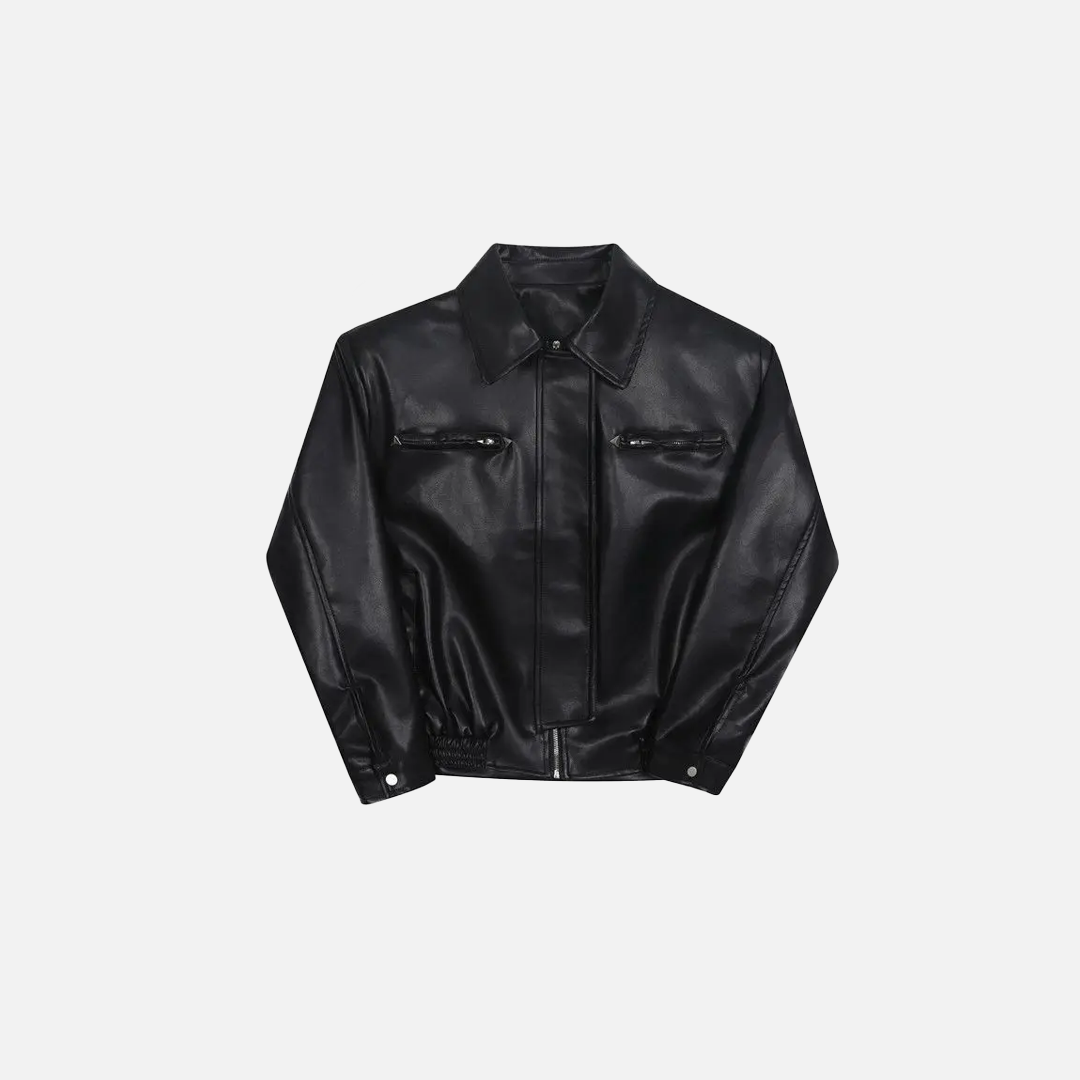 Stilvolle amerikanische Biker-Lederjacke aus PU-Leder mit Reißverschluss