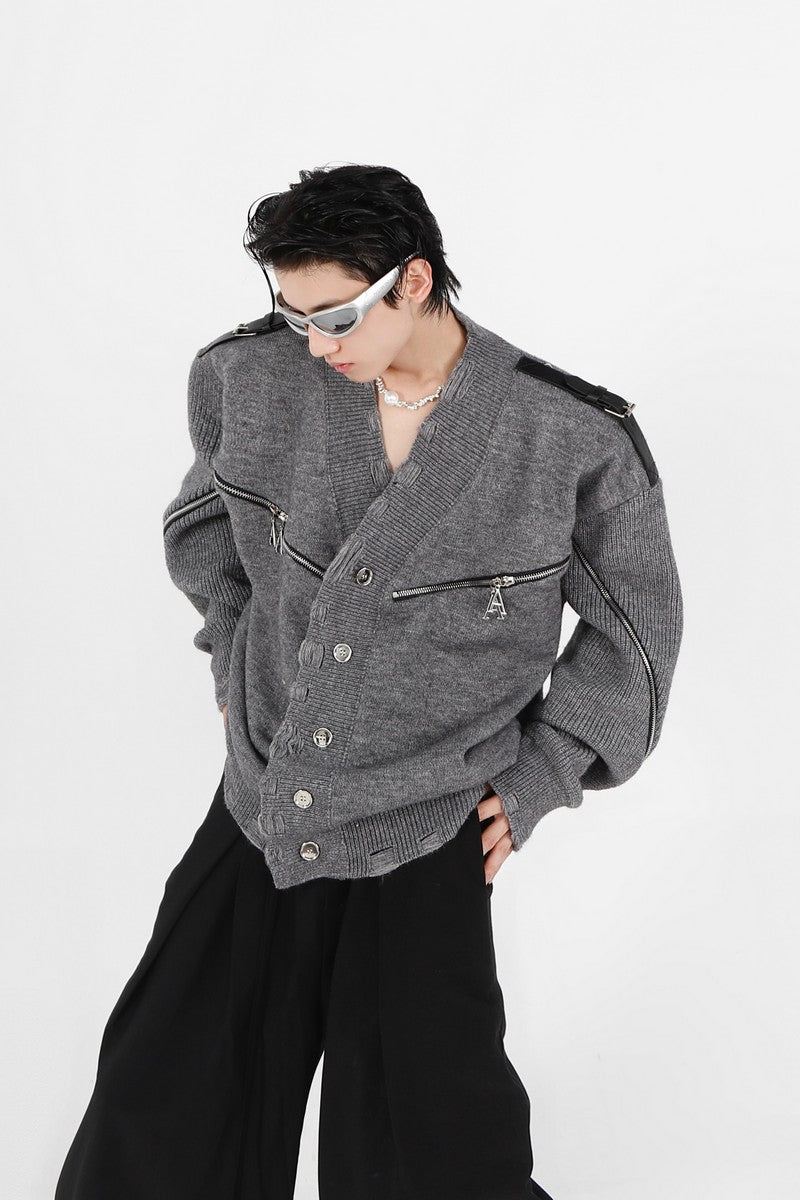 Gilet zippé à l'aspect usé 