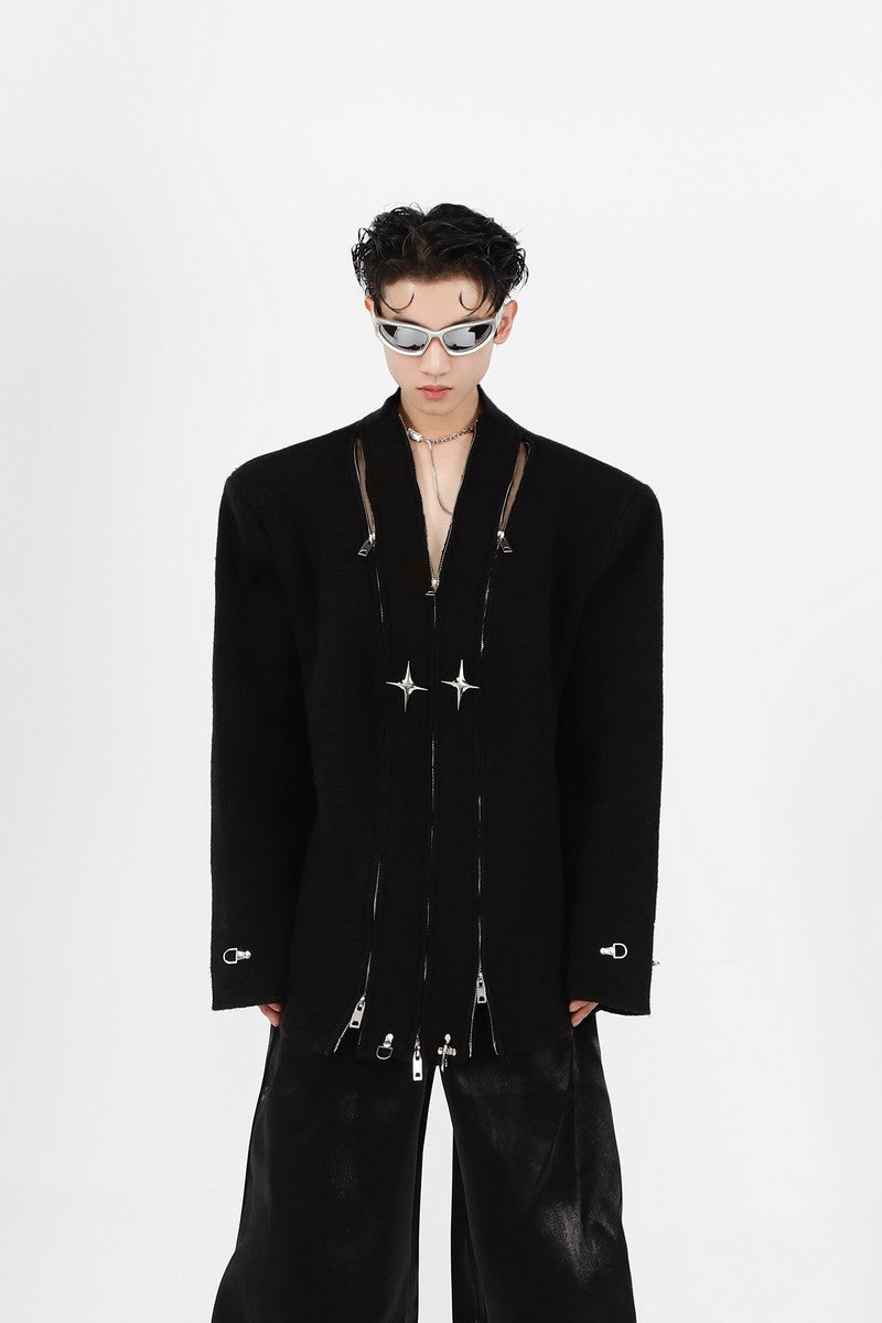 Veste zippée à l'aspect usé 