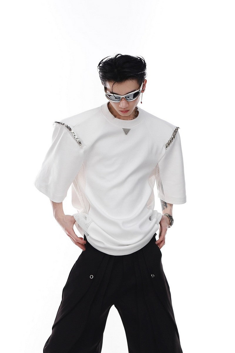 T-Shirt mit Schulterpolster-Logo 