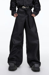Plissierte PU-Lederhose 