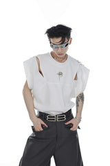 T-Shirt mit Metalllogo und geteilter Schnalle 
