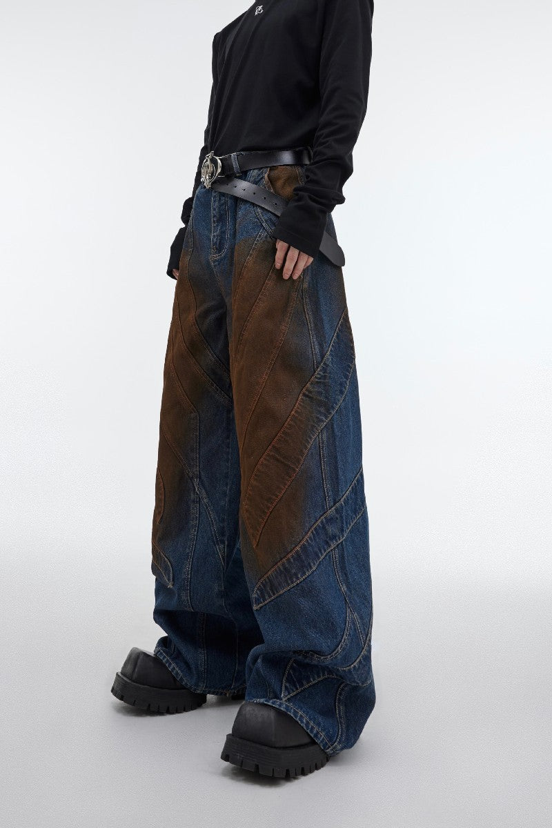 Rostfarbener bestickter Denim 