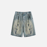 Abstract Printed Denim Shorts