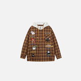 Patchwork Flannel Hooded Jacket