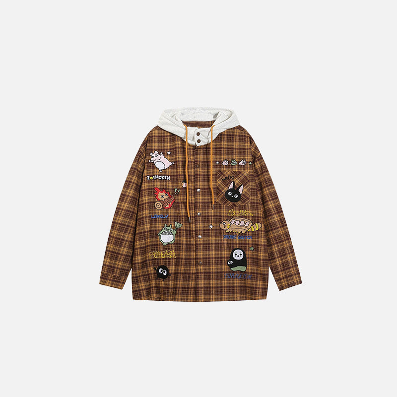 Patchwork Flannel Hooded Jacket