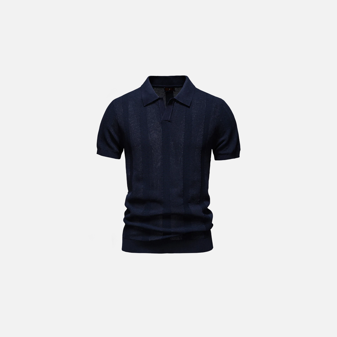 Breathable Striped Mesh Polo T-Shirt