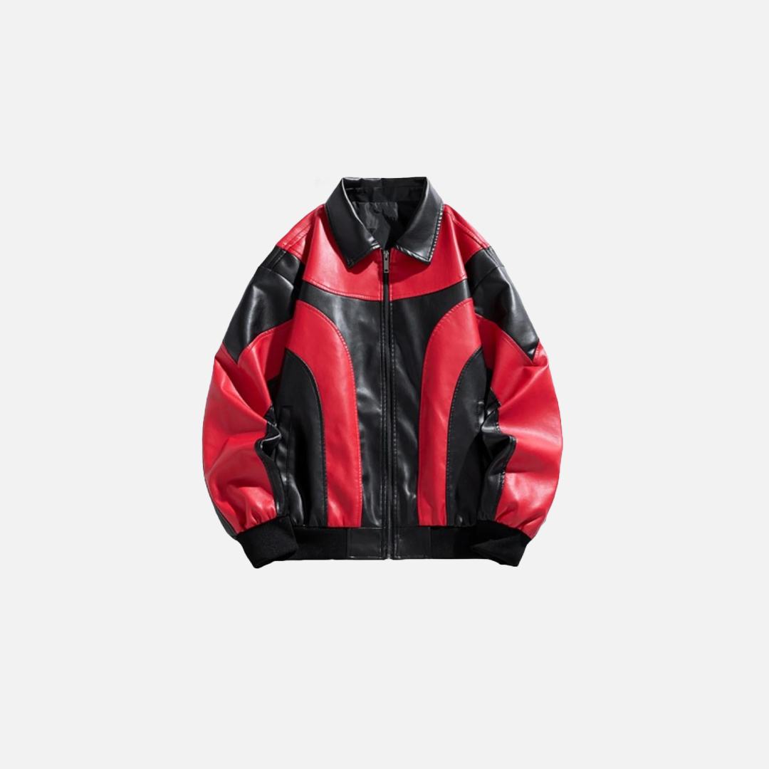 Bikerjacke aus Leder mit Kontrastfarben