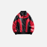 Veste de motard en cuir à couleurs contrastées