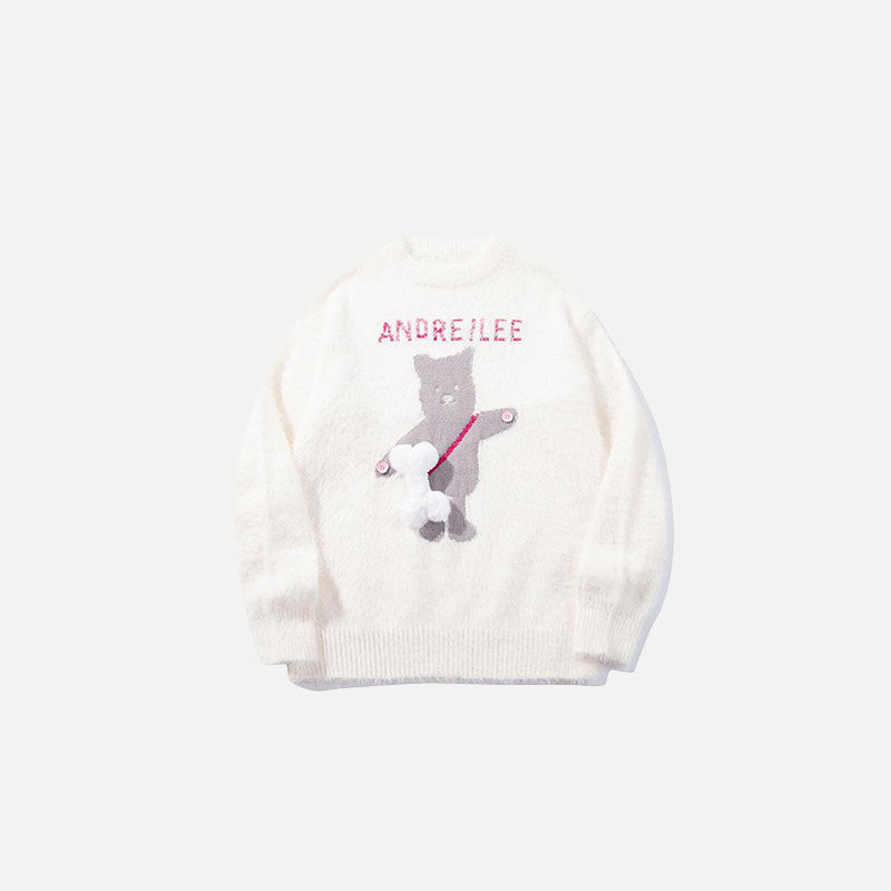 Y2K Bear Embroidered Sweater
