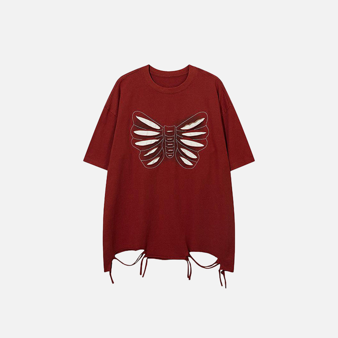 Y2k Loose Butterfly Ripped T-shirt