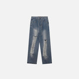 Jean en denim déchiré chic à jambes larges