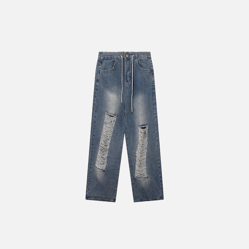 Jean en denim déchiré chic à jambes larges