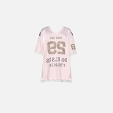 Embroidered Pink Chic Letter Print T-Shirt