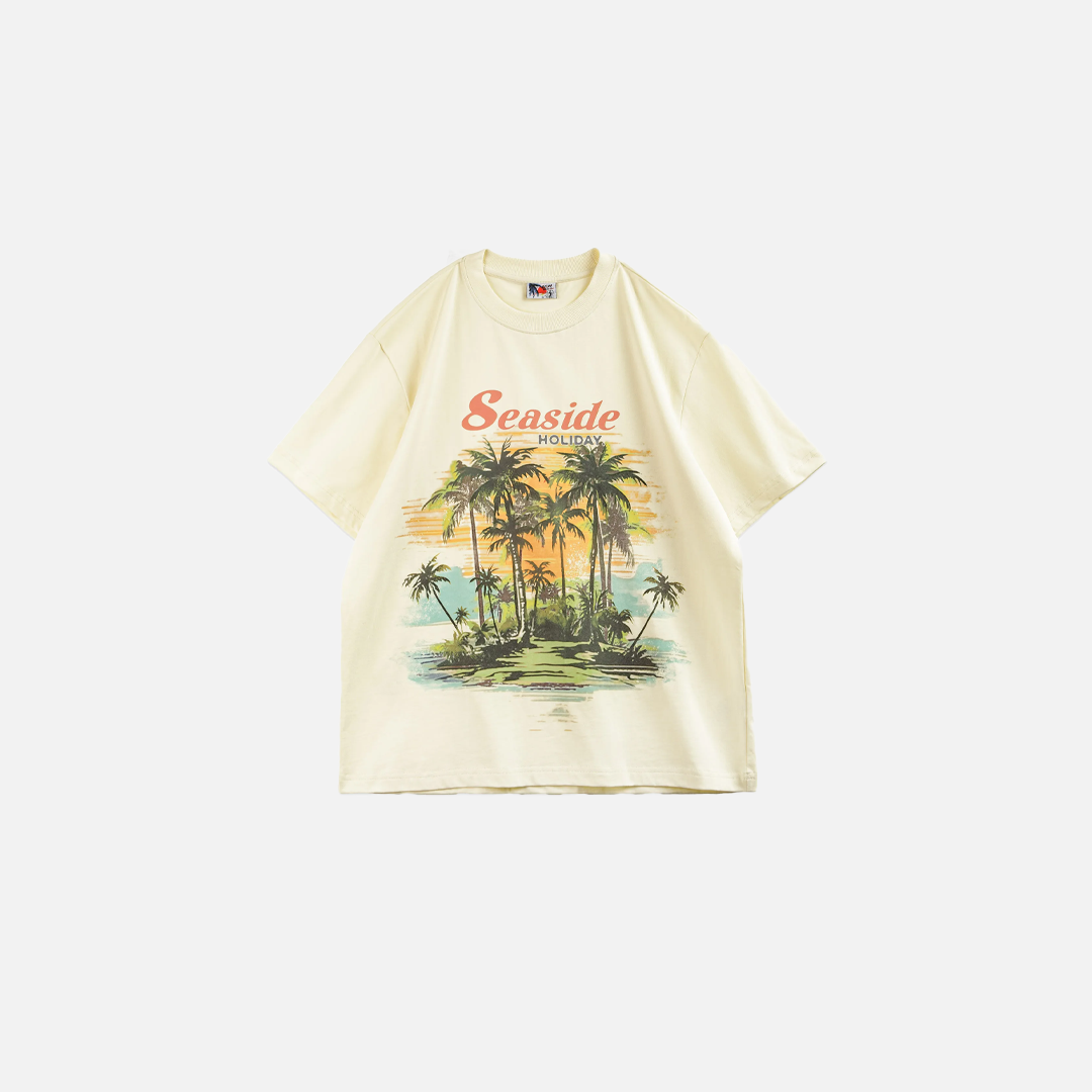 Bequemes Kurzarm-T-Shirt mit Kokosnussmuster