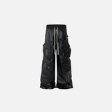 Multi-Pocket Leather Cargo Pants