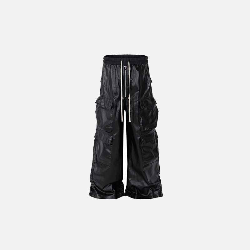 Multi-Pocket Leather Cargo Pants