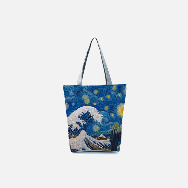 Blue Wavy Starry Night Tote Bag