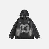 Embroidered Number Hooded Jacket