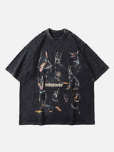 T-shirt oversize délavé à motif doberman