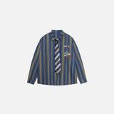 Embroidered Striped Nick-tie Shirt