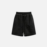 Solid Black Drawstring Shorts