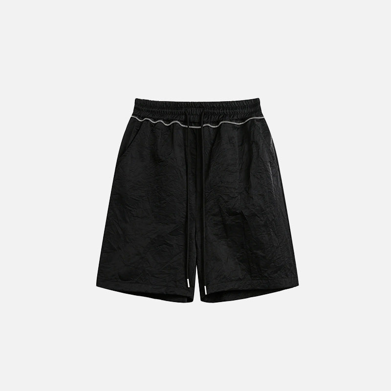Solid Black Drawstring Shorts