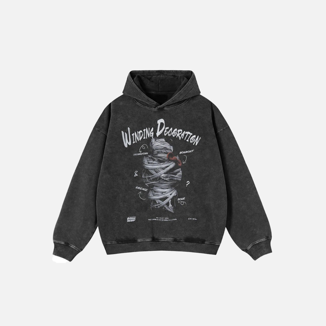 Winding Decoration Wrapped Hoodie