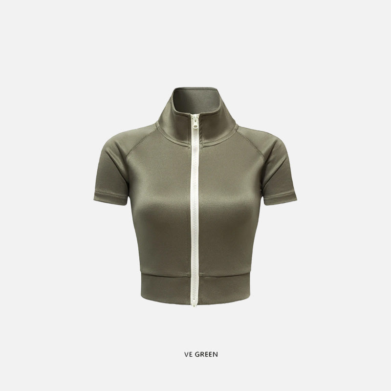 Y2K Damen-Crop-Top mit Reißverschluss