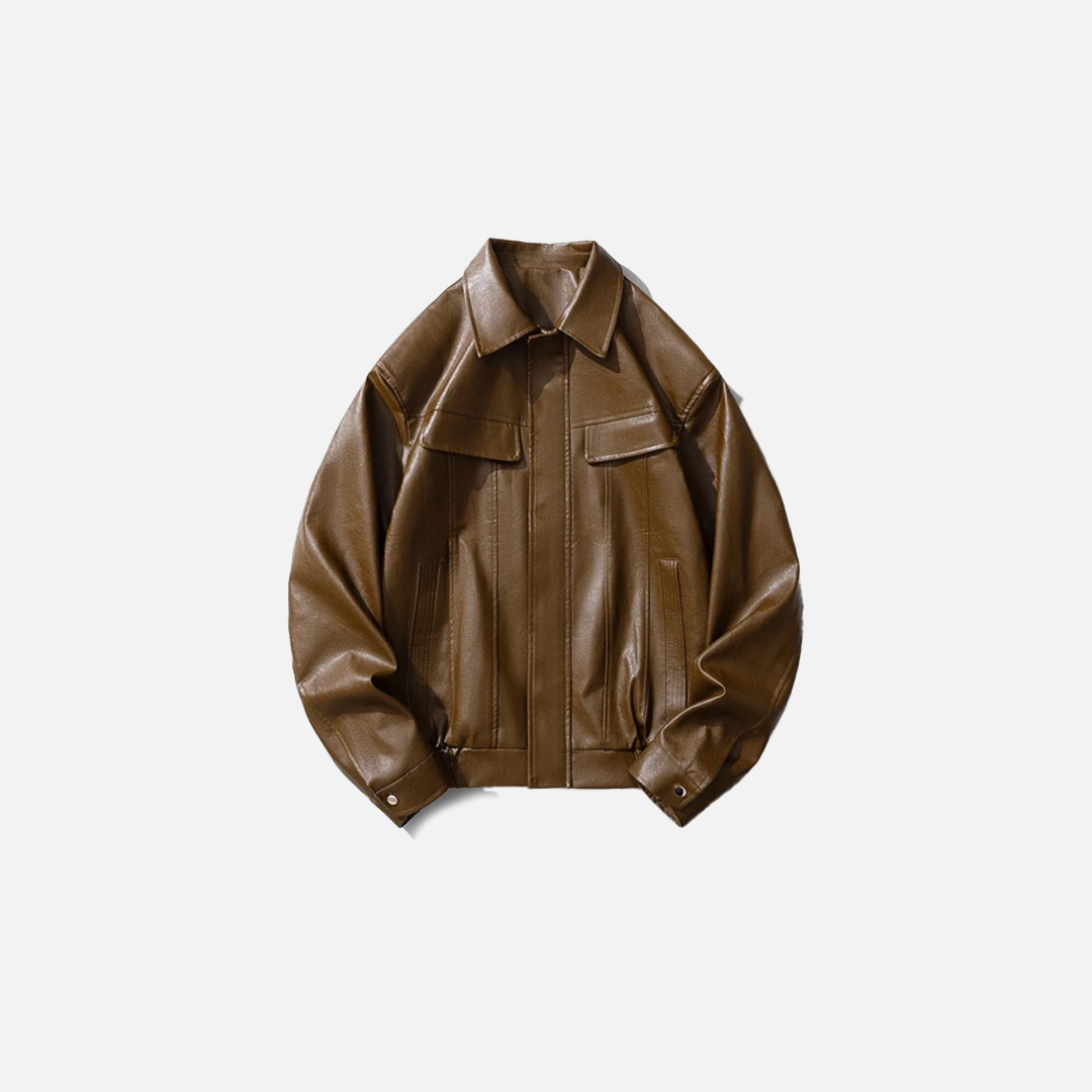 Vintage-Motorradjacke aus Kunstleder