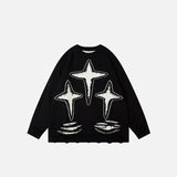 Lockerer Pullover mit Sternenmuster und Rissen