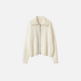 Plush Cashmere Zipper Knitwear Cardigan