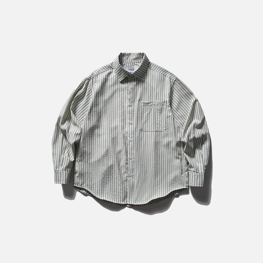 Chemise décontractée à rayures en seersucker à manches longues