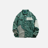 Green Patchwork Denim Jacket
